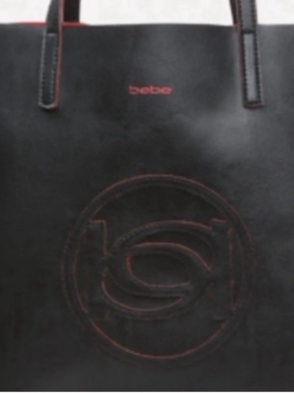 Bebe Black/Red Interior Vegan Leather Tote Bag - NWT